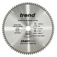 Trend CraftPro Aluminium / Plastic Saw Blade - 305mm dia x 3 kerf x 30 bore 80T