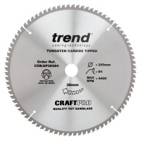 Trend CraftPro Aluminium / Plastic Saw Blade  - 305mm dia x 3 kerf x 30 bore 84T