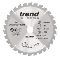 Trend Wood Mitre Saw Blade - 210mm dia x 2.4 kerf x 25.4 bore 30T