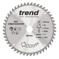 Trend Wood Cordless ATBR Mitre Saw Blade - 250mm dia x 2.2 kerf x 30 bore 48T