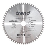 Trend CraftPro Crosscut Wood Mitre Saw Blade - 260mm dia x 2.5 kerf x 30 bore 60T