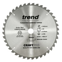 Trend CraftPro Crosscut Wood Mitre Saw Blade - 305mm dia x 2.5 kerf x 30 bore 40T
