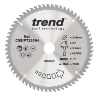 Trend Laminate / HPL Circular Saw Blade - 235mm dia x 2.8 kerf x 30 bore 64T