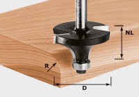 Festool 491009 Roundover Cutter - 2mm Radius x 16.70mm Dia x 8mm Shank HW