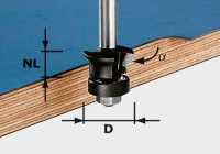 Festool 491026 Edge Trimming Chamfer Cutter - +45 Deg x 24mm Dia x 8mm Shank HW
