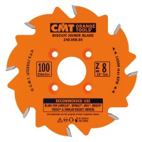 CMT Industrial Biscuit Joiner Saw Blade 100mm dia x 3.96 kerf x 22 bore Z8 10ATB