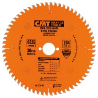 CMT Industrial Finish Saw Blade - Laminated POS 225mm dia x 2.6 kerf x 30 bore Z64 TCG