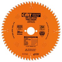 CMT Industrial Finish Saw Blade - Laminated POS 225mm dia x 2.6 kerf x 30 bore Z64 TCG