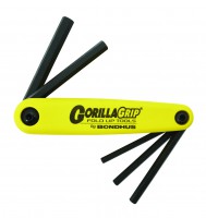 BONDHUS HF5 Gorilla Grip Hex Key Fold Up Set - 5 pcs - 3/16\"-3/8\", 12585