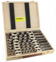 Famag 1410303 Auger Bits Lewis Pattern Set of 8 pcs in Wooden Case - Length 320 mm
