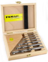 Famag 1593 Brad point drill bit TCT cylindrical shank Set of 7 pcs  3-12 mm in Wooden Case