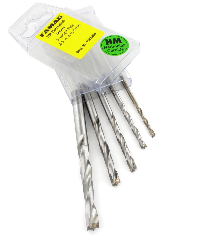 Famag Brad Point Drill Bit,high Quality Carbide Tipping, Set Of 5 Pcs 3
