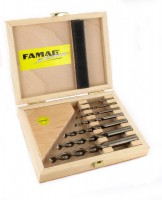 Famag 1594 Brad point drill bit HSS-G Set of 7 pcs  3 4 5 6 8 10 12 mm in Wooden Case