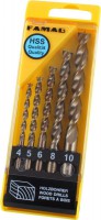 Famag Brad point drill bit HSS-G Set of 5 pcs  4 5 6 8 10 mm