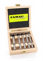 Famag Machine countersink with Pointed Angle 90 HSS Set of 5pcs  10 - 25 mm in Wooden Case