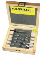 Famag Twist Drill Short Version HSS-G 9 pcs 3-10 mm plus Bitholder in Wooden Case