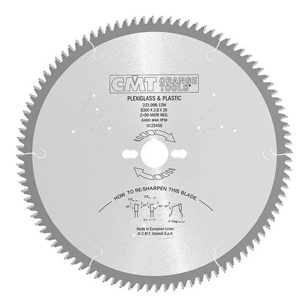 Cmt Industrial Pvc And Plexiglass Saw Blade 300 Dia X 2.8 Kerf X 30