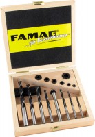 Famag 3500 Brad point drill bit CV steel Set of 15 pcs  3-10 mm inc Accessories in Wooden Case