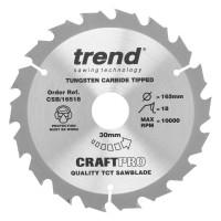 Trend CraftPro Combination Wood Saw Blade - 165mm dia x 2.4 kerf x 30 bore 18T