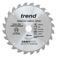 Trend CraftPro Crosscut Wood Mitre Saw Blade - 250mm dia x 2.16 kerf x 30 bore 24T