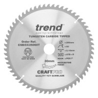 Trend CraftPro Crosscut Wood Mitre Saw Blade - 250mm dia x 2.16 kerf x 30 bore 60T