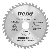 Trend CraftPro Combination Wood Saw Blade - 200mm dia x 2.6 kerf x 30 bore 40T