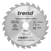 Trend CraftPro General Purpose Wood Saw Blade - 215mm dia x 2.6 kerf x 30 bore 24T