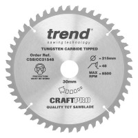 Trend CraftPro Crosscut Wood Mitre Saw Blade - 215mm dia x 2.6 kerf x 30 bore 48T
