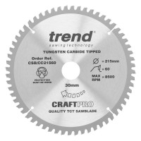 Trend CraftPro Crosscut Wood Mitre Saw Blade - 215mm dia x 2.6 kerf x 30 bore 60T