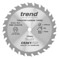 Trend CraftPro Thin Kerf Cordless Saw Blade - 150mm dia x 1.5 kerf x 10 bore 24T