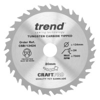 Trend CraftPro Combination Wood Saw Blade - 134mm dia x 1.7 kerf x 20 bore 24T