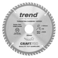 Trend CraftPro Extra Fine Finish Wood Saw Blade - 184mm dia x 2.6 kerf x 30 bore 58T