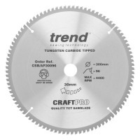 Trend CraftPro Aluminium / Plastic Saw Blade - 300mm dia x 3 kerf x 30 bore 96T