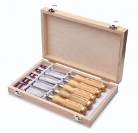 Robert Sorby 5167DBS - 5 Piece Bevel Edge Bench Chisel Set in Wooden Box - Octagonal Handled