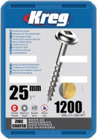 Kreg SML-C1-1200 Kreg Pocket Hole Screws - 25mm / 1\" x 8 Coarse, Washer-Head, qty 1200