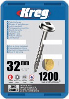 Kreg SML-C125-1200 Kreg Pocket Hole Screws - 32mm / 1-1/4\" x 8 Coarse, Washer-Head, qty 1200
