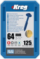Kreg SML-C250B-125 Kreg Blue-Kote WR Pocket Hole Screws - 64mm / 2-1/2\" x 8 Coarse, Washer-Head, qty 125