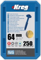 Kreg SML-C250B-250 Kreg Blue-Kote WR Pocket Hole Screws - 64mm / 2-1/2\" x 8 Coarse, Washer-Head, qty 250