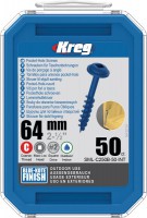 Kreg SML-C250B-50 Kreg Blue-Kote WR Pocket Hole Screws - 64mm / 2-1/2\" x 8 Coarse, Washer-Head, qty 50