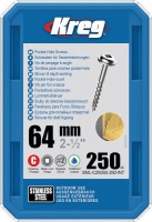 Kreg SML-C250S5-250 Kreg 305 Stainless Steel Pocket Hole Screws - 64mm / 2-1/2\" x 10 Coarse, Washer-Head, qty 250
