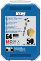 Kreg SML-C250S5-50-EUR Kreg 305 Stainless Steel Pocket Hole Screws - 64mm / 2-1/2\" x 10 Coarse, Washer-Head, qty 50