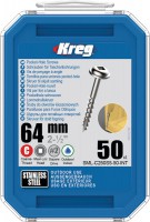 Kreg SML-C250S5-50 Kreg 305 Stainless Steel Pocket Hole Screws - 64mm / 2-1/2\" x 10 Coarse, Washer-Head, qty 50