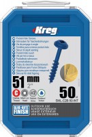 Kreg SML-C2B-50 Kreg Blue-Kote WR Pocket Hole Screws - 51mm / 2\" x 8 Coarse, Washer-Head, qty 50