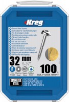 Kreg SML-F125S5-100 Kreg 305 Stainless Steel Pocket Hole Screws - 32mm / 1-1/4\" x 7 Fine, Washer-Head, qty 100