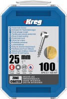 Kreg SPS-C1-100-EUR Kreg Pocket Hole Screws - 25mm / 1\" x 6 Coarse, Pan-Head, qty 100