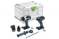 Festool 578834 Cordless Impact Driver and Percussion Drill Set TID 18 Basic-Set TPC 18/4
