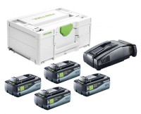 Festool 577329-PK2 Energy Set SYS 18V 4 x 8.0 AH Battery Pack / SCA16 Charger - Bluetooth