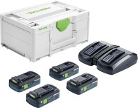 Festool 577105 Energy Set SYS 18V 4 x 4.0 AH Battery Pack / TCL 6 DUO Charger - Bluetooth