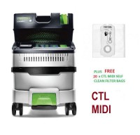 Festool 574835 CLEANTEC CTL MIDI I 240V Mobile Dust Extractor with 20 x Filter Bags