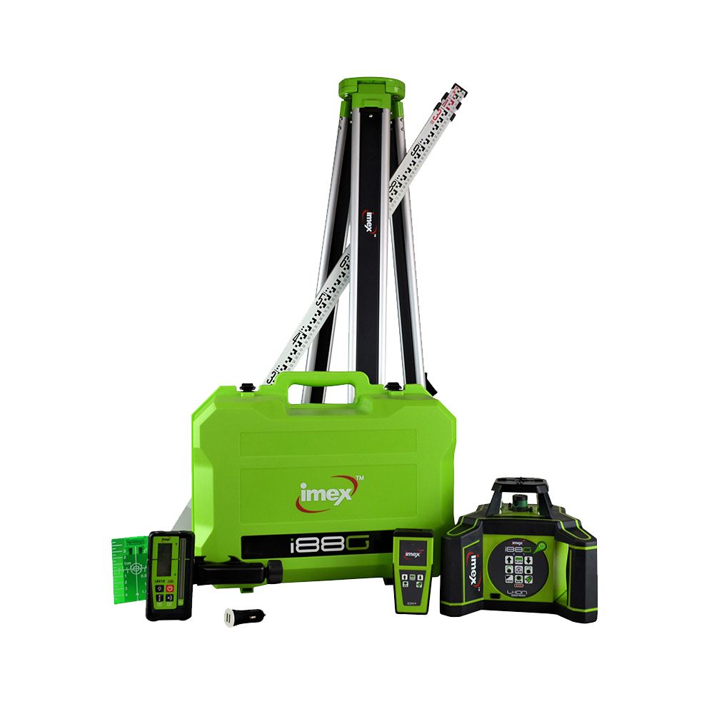 Imex I88g Rotating Laser Level Kit Green Beam Dual Grade H/v Laser